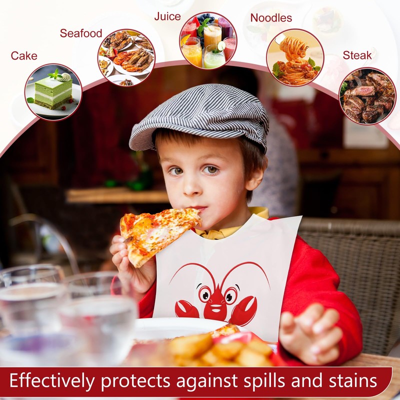 Nonley Disposable Lobster Bib - 50 Pcs Plastic Adult Bibs
