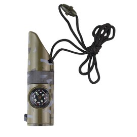 ADROIT 6-in-1 Survival Whistle, Flashlight, Compass & Thermometer | Camo Color