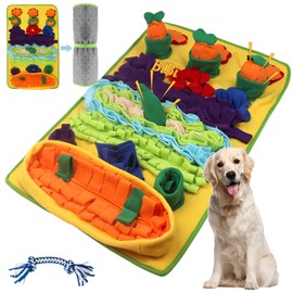 Snuffle Mat for Dogs Large Breed, 32'' X 20'' Sniff Mat for Dogs Slow Eating and Treats Mind, Enrichment Digging Toys for Dogs Mental Stimulation & Encourages Natural Foraging Skills (Red-Blue)