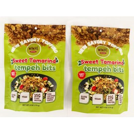 Wiwas Sweet Tamarind Tempeh Bits, Vegan, Gluten Free, 35g Plant Protein, 6 oz (packof2)