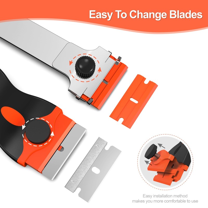 Ywmoml 3 Pack Razor Blade Scraper Set, Includes 30 Plastic