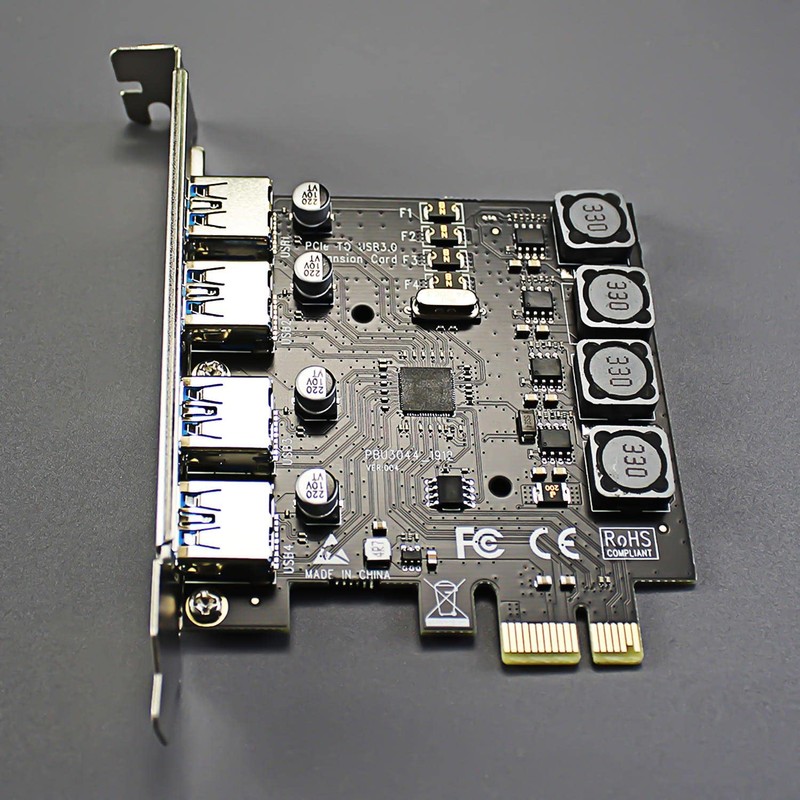 GLOTRENDS U3044 4-Port USB 3.0 PCIe Expansion Board, Compatible with