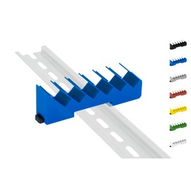 DIN Rail DIN Rail Holder for 6x Wago Clamps / Lever Clamps 221-412/413 (Wago Clamps Not Included) (Blue)
