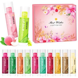 Lip Balm Set,12 x 5g Moisturising Lip Balms with Natural Ingredients,Long-Lasting Moisture,Assorted Flavours Lip Balm Multipack,Gift Set for Women