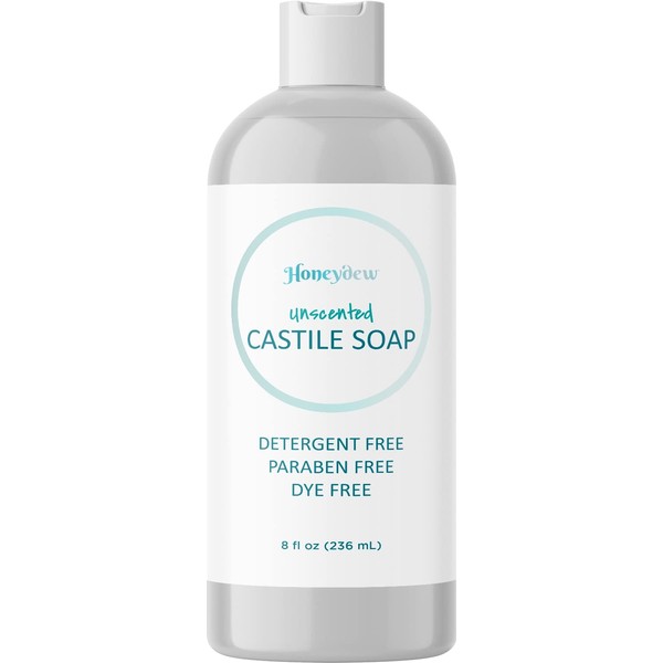 Castile Soap Liquid Unscented Cleanser - Liquid Castile Soap for Dry Sensitive Skin Care Routine and All Purpose Cleaner with Hydrating Glycerin for Hair and Skin - Hair Face and Body Soap Liquid