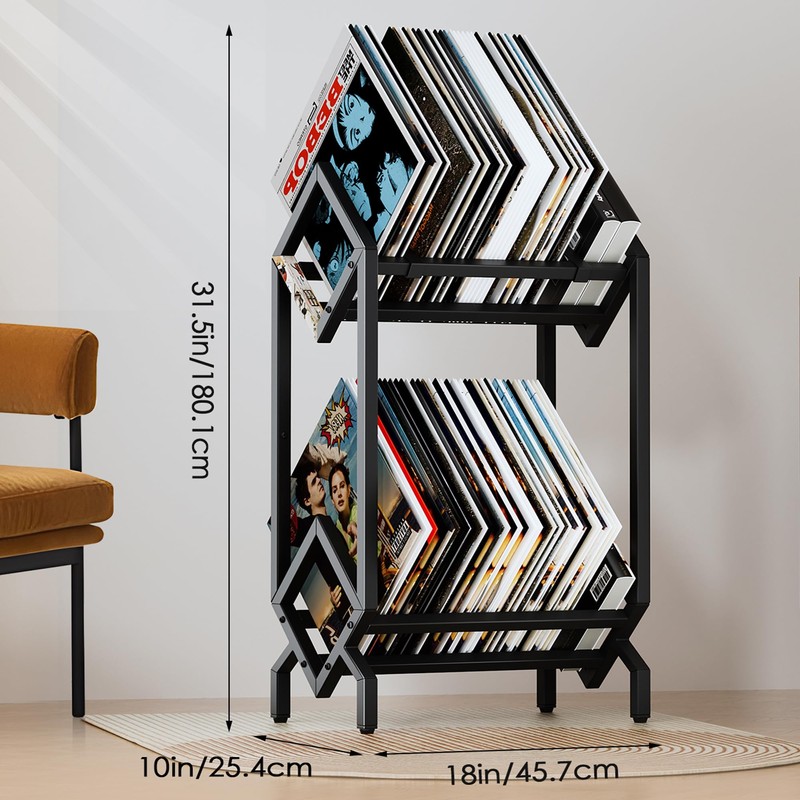 BOEASTER Vinyl Record Storage Rack, Record Holder 160-200 LP Storage