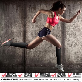 CHARMKING Compression Socks for Women & Men Circulation (3 Pairs) 15-20 mmHg is Best Athletic for Running, Flight Travel, Support, Cycling, Pregnant - Boost Performance, Durability (S/M, Multi 71)
