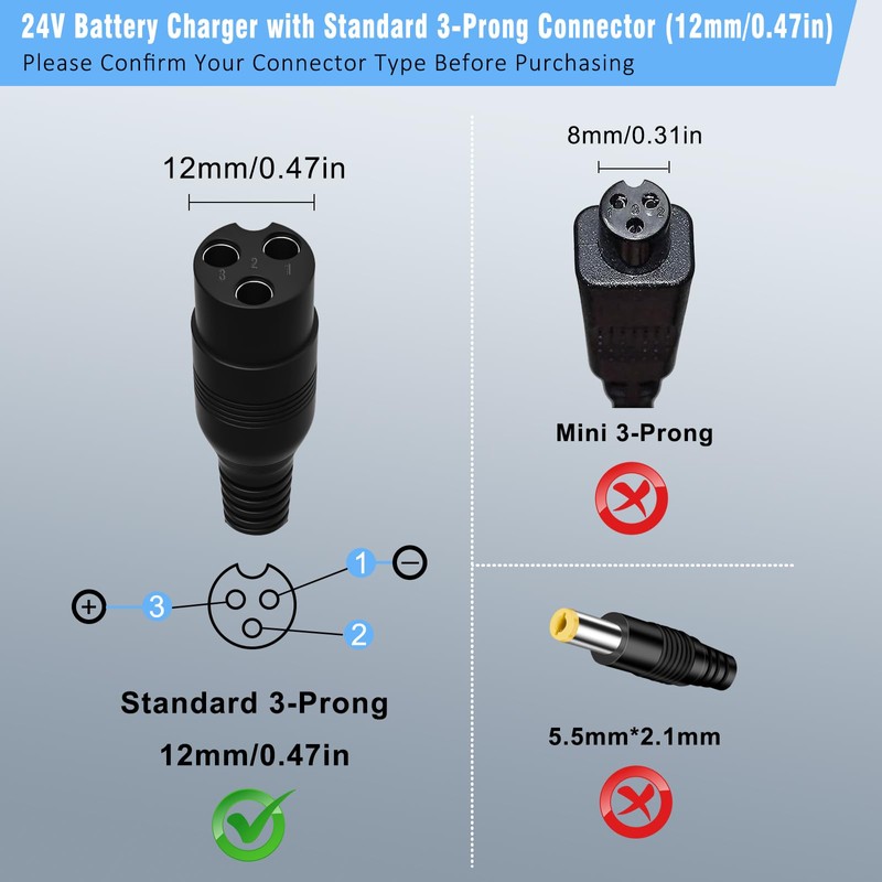 24V Charger for Electric Scooter Razor MX350 Electric Scooter Dirt