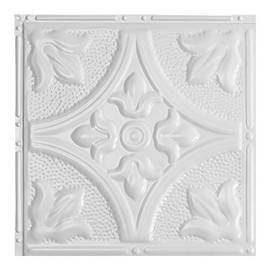 Great Lakes Tin Jamestown Gloss White Ceiling Tiles - Perfect for DIY and Home Renovation Projects - Easy to Install (12X12 Inch Sample)