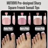 MUTIOVO French Tip Toe Nail Tips Press on, Sharp Square