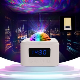 MRSCOZ Star Projector, Galaxy Projector for Bedroom, Wireless Speaker and Clock Time Projector, Night Light Projector for Adults Gaming Room, Home Theater, Party，Ceiling, Room Decor (White)