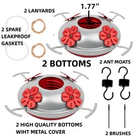 Hummingbird Feeder Accessories Set - Includes Base, Moat Hook, Seal Rings, Brushes and Burlap Lanyard