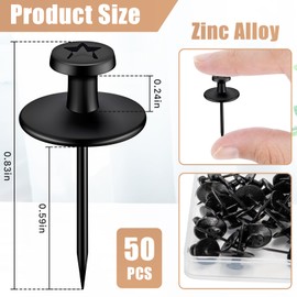 Double-Headed Picture Hanging Nails, Pack of 50 Drawing Pins for Hanging on the Wall, Picture Hanging Nails, Drawing Pins, Decorative Wall Hooks for Hanging Pictures and Photo Decorations in the Home