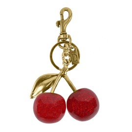 U+U Cherry Bag Charms with Letters for Women, Glitter Cute Keychain for Home and Car Keys, Handbags, Backpacks, and Purse Accessories for Decoration (D, Gold and Red)