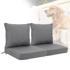 Outdoor Deep Seat Cushions Set, 24x24x4.3 inch, Fade Resistant, Waterproof Patio Chair Cushion with Backrest (2, Black and White)