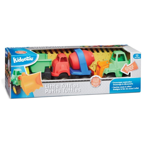 Kidoozie Little Tuffies - Play Construction Toy Trucks for Ages 18 Months and Up - Encourages Tactile Engagement & Fine Motor Skills