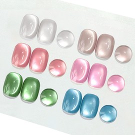 NAILGIL Ice Glass Cat Eye Gel Nail Polish Set, Velvet Cats Eye Polish with Magnet Stick Silver Beige Pink Blue Green Smooth Ceramic Magnetic Cats Eye Gel Soak Off Salon Quality