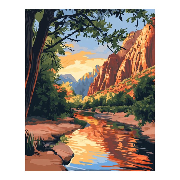 Artbrush Tower Zion Paint by Numbers, Paint by Numbers for