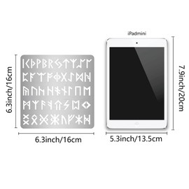 GORGECRAFT 6.3 Inch Metal Rune Stencil Stainless Steel Antique Alphabet Painting Reusable Template Journal Tool for Painting, Wood Burning, Pyrography and Engraving Crafts