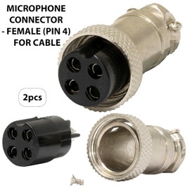AЕRZETIX - C69311 Set of 2 - Micro Aviation Connector - Female Socket - GX16-4 Pins Straight for Cable - Soldering - Amplifier Plug