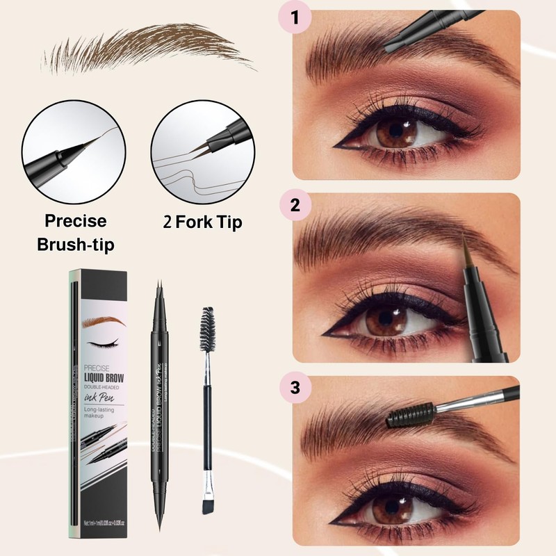 Eyebrow Pencil, 2-in-1 Double-ended Eye Brow Pen, Microblading Eyebrow Pen