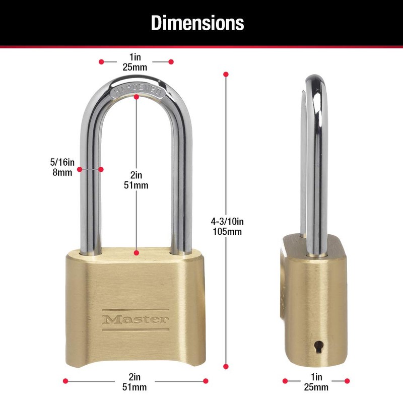 Master Lock 175LH 2' Wide Set Your Own Combination Padlock,