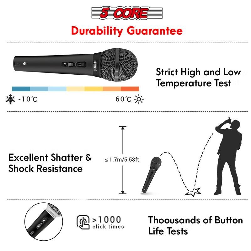 5Core XLR Microphone Dynamic Mic Karaoke Singing Studio Mics Handheld