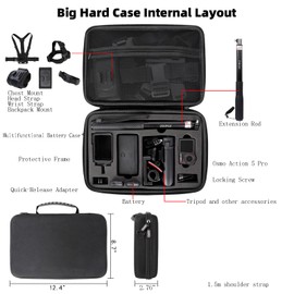 ZEPIZ Accessories Kit for DJI Osmo Action 5 Pro/4/3, Waterproof Housing Selfie Stick Tripod Handlebar Pole Mount Magnetic Holder Bundle for DJI Action 5 Pro, Action 4, Action 3