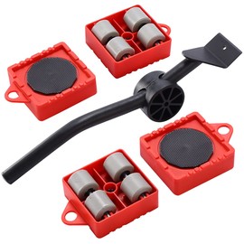 Melko Furniture Lifter, 5 Pieces, 300 kg, Furniture Transport Set, Moving Aid, Furniture Castors, Furniture Transport Castors, Furniture Transport System, Red