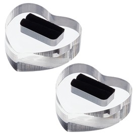 FINGERINSPIRE Pack of 2 Clear Acrylic Ring Holders with Black Velvet 4.4 x 4.5 x 1.6 cm Heart Shape Transparent Ring Display Holder Acrylic Jewellery Ring Stand for Business, Trade Fair and Home Decor
