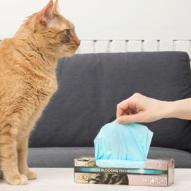 BOS Odor-Sealing Cat Poop Bags for Pet Waste & Kitty Litter - Disposal Bags - Scent & Smell Free[Size: L, Color: Light blue] (60 count, Pack of 2)★Brand-new packaging!! ★NOT a litter box liner