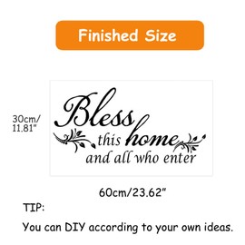 Room Decorations Wall Decals Quotes Stickers,Bless This Home and All Who Enter, Home Decors Inspirational Sticker for Entryway Living Room Décor Art Letters