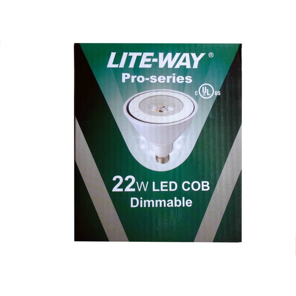 Lite-Way Pro-Series, LED Light Bulb, PAR38, 22W, Day Light, 120V, E26 Base, EA