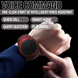 Frewico X10 Wearable Bluetooth Speaker Watch with RGB Lights, IP45 Waterproof Wrist Speaker, TF Card MP3 Player, Remote Selfie, TWS Stereo, Mic for Cycling, Running(Red)