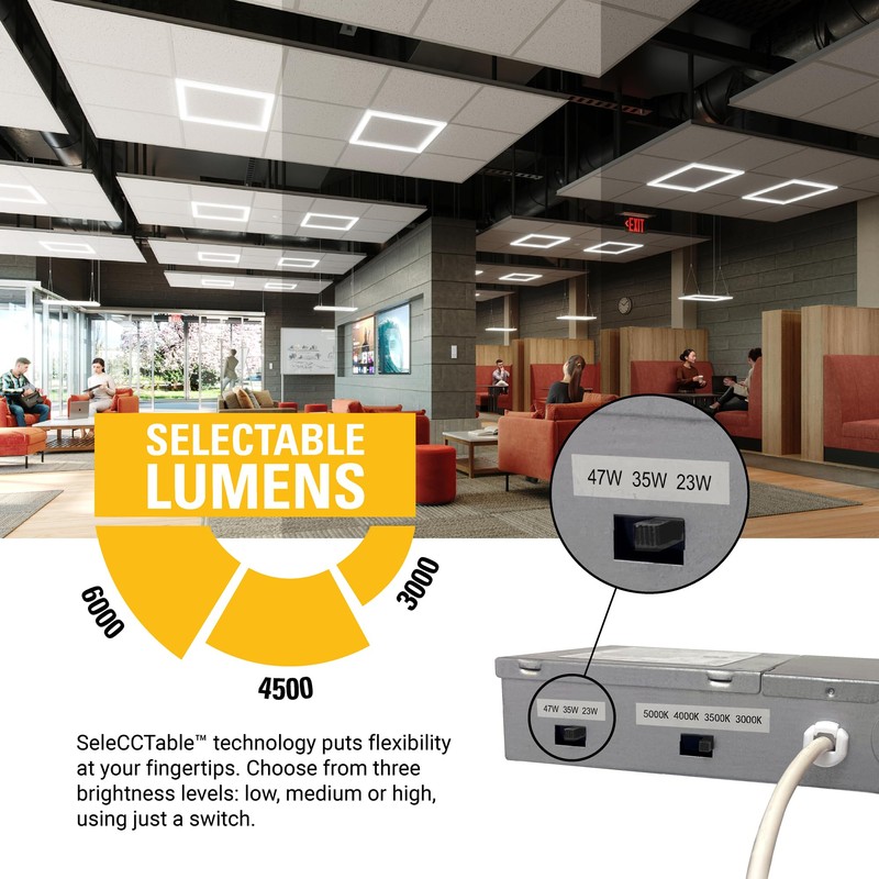 Metalux 2x4 LED Ceiling Grid Light w/CCT & Lumen Select,