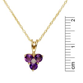 Ivy Gems 9ct Yellow Gold Amethyst and Diamond Flower Pendant with Chain of Length 46cm