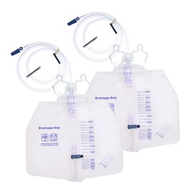 2 Pack 4000ml Catheter Bag Professional Urinary Drainage Bag for Men and Women Adjustable Clips & Hanging Hook 48” Thickened Drainage Tube Urine Bag for Home