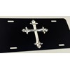 Silver Engraved 3D Christian Cross Car Tag Diamond Etched Vanity