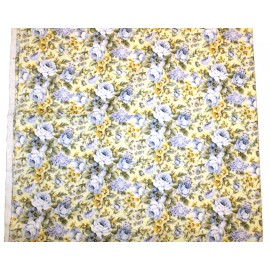 Marcus Brothers Textiles Inc. Faye Burgos Marcus Brothers Sold BTY Yellow Blue White Floral Flannel Fabric NOS