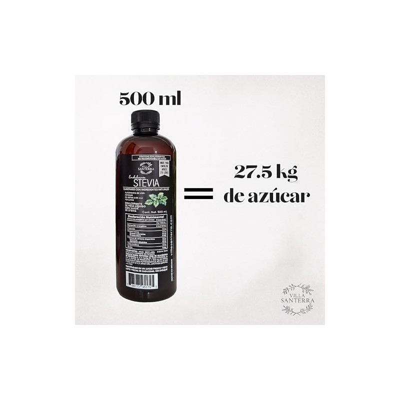 Stevia Líquida Villa Santerra 500ml Para Food Service, Rendimiento para