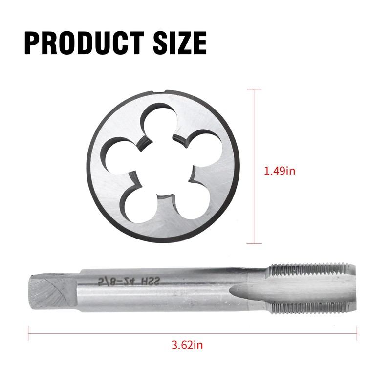 Aynaxcol 5/8"-24 UNEF HSS Tap and Die Set Machine Thread