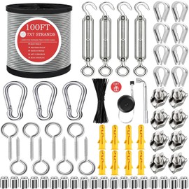 AFences 1/8" Wire Rope,Turnbuckles for Cables Wire, 304 Stainless Steel Cable,M5 Turnbuckle Kit,Wire Cable Turnbuckle Tensioner…