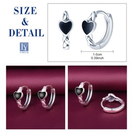 Yumilok Women's Earrings Heart Chain Hoop Earrings Small Epoxy 925 Sterling Silver Hoop Piercings Earrings for Women, Sterling Silver