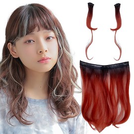 AQUADOLL wgt818-M-RRD Wig Inner Point Collar One Touch Clip Extensions Medium RRD. Rouge Red