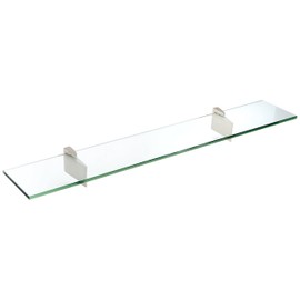 Spancraft Glass Raven Glass Shelf, Brushed Steel, 4.75 x 12