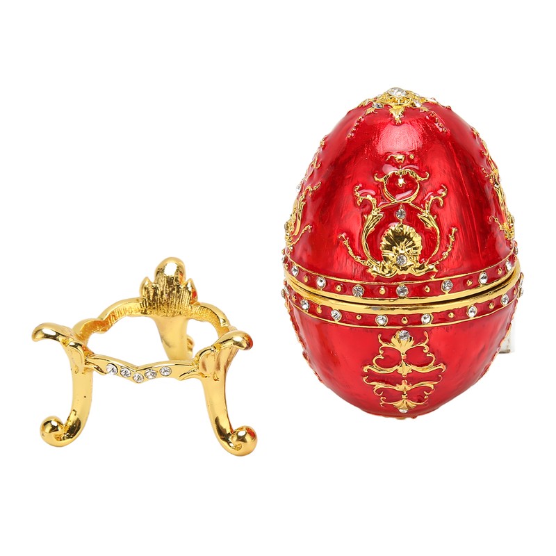 Egg Style Jewelry Trinket Box Zinc Alloy Hand Painted Enameled