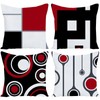 EZVING Set of 4 White Black Red Modern Abstract Geometric