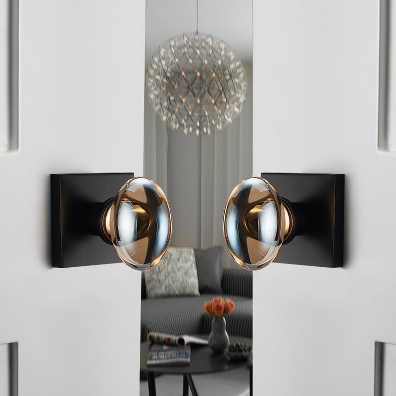 dairazan Champagne-Gold Glass Door Knobs - 2 Pack Non-Turning Single
