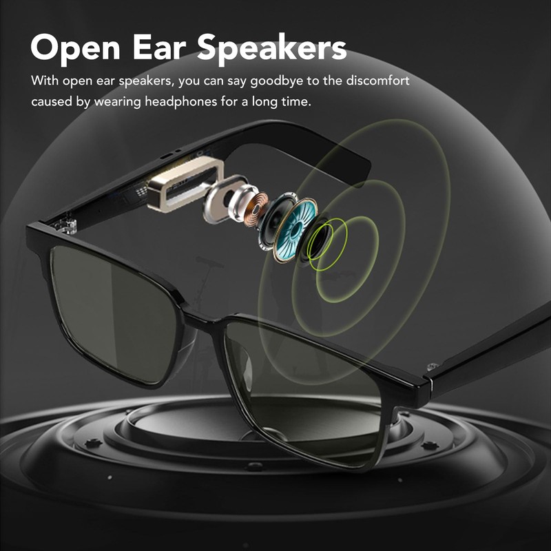 Smart Glasses, Wireless Bluetooth Smart Sunglasses with Open Ear Speaker,