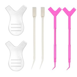 LOYELEY Eyelash Perm Self Eyelash Perm Kit 2 Plates 2 Sticks (Rosy) 2 Sticks (White) Eyelash Brush Eyelash Perm Y Comb Eyelash Graft Curler Comb for Makeup, Beauty Salon, Home